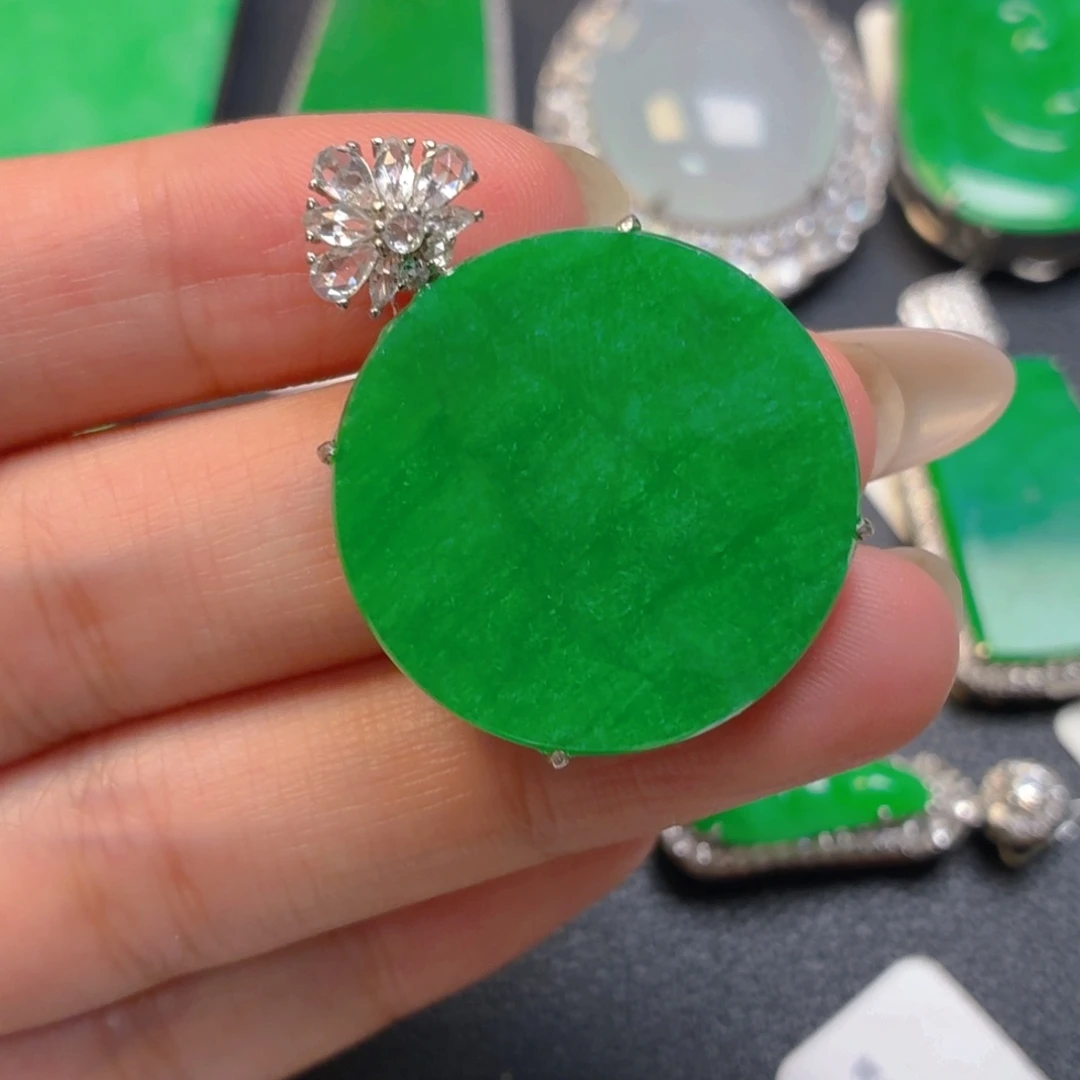 翡翠银S925镶嵌吊坠(不含链)