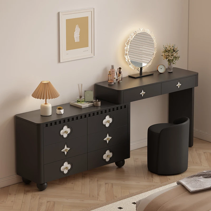ENF级梳妆台极简奶油风卧室轻奢化妆桌收纳柜斗柜家用一体