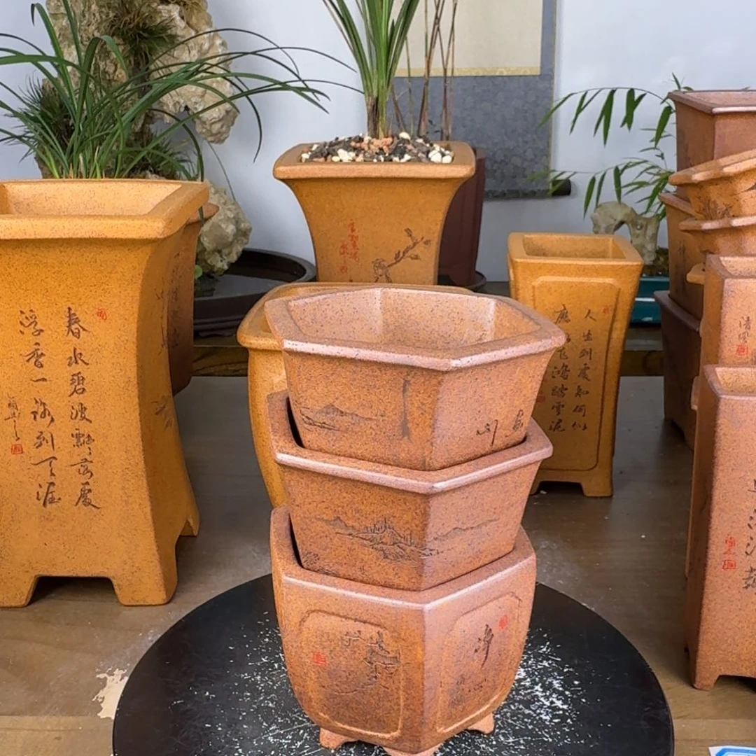 紫砂花盆胡*紫砂花盆3个