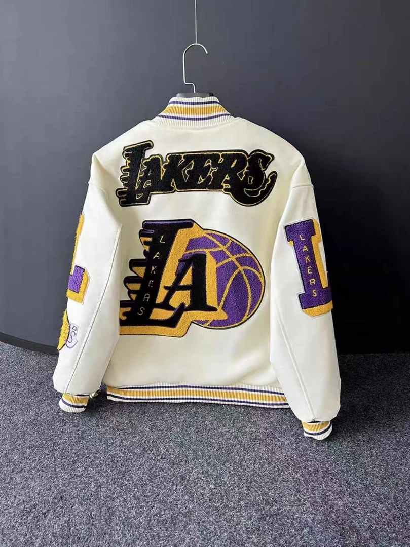 6319  春秋 美式潮牌【湖人】棒球服夹克