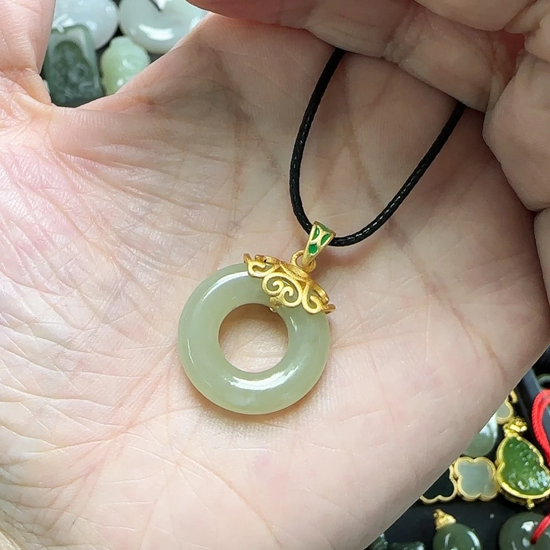 和田玉银S925镶嵌吊坠(不含链)