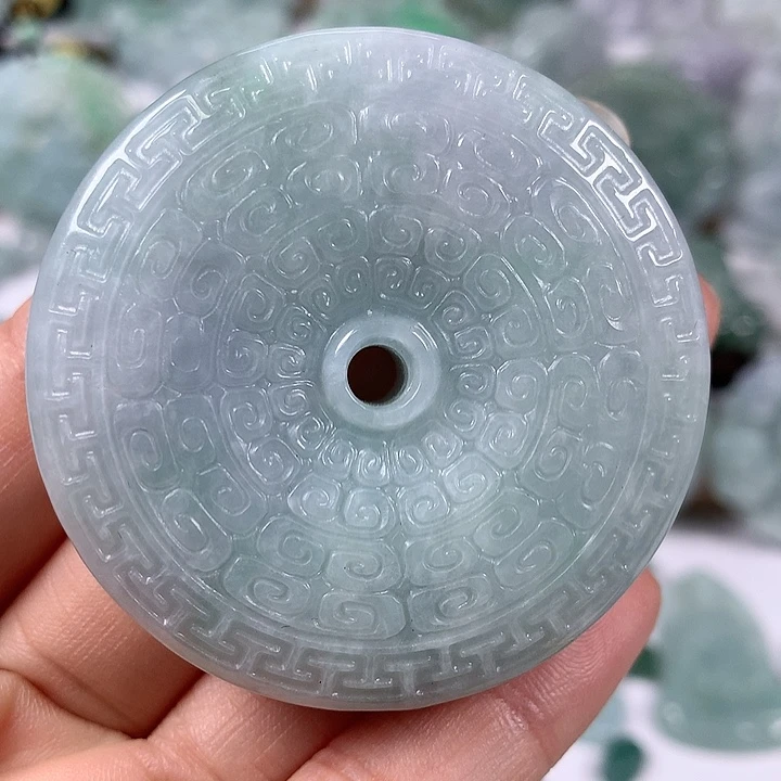 翡翠未镶嵌颈饰仿古平安扣两面工艺福利卡厚13+