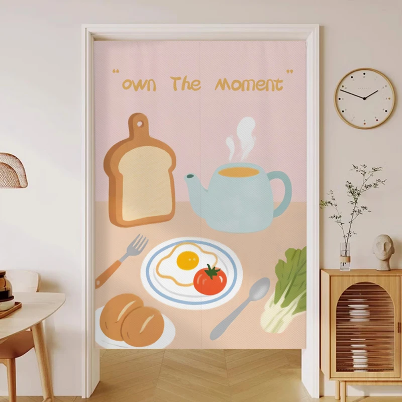 厨房布艺门帘隔断帘防油烟遮挡帘免打孔卧室卫生间家用半截式挂帘