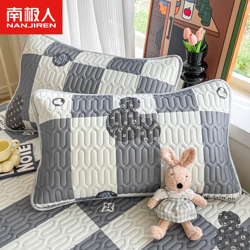 南极人乳胶枕头套一对装夏季凉感冰丝枕套48cmx74cm单个大号枕芯