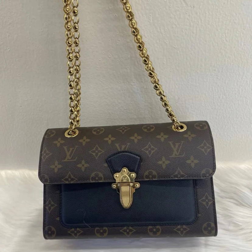 95新 LouisVuitton/路易威登 LV黑色拼老花维多利亚 25120188-03