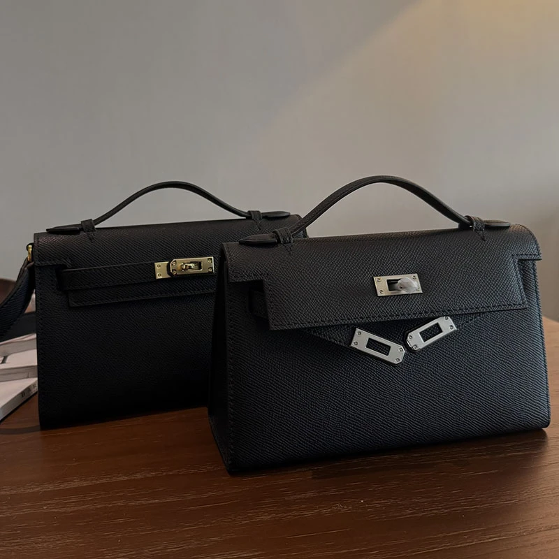 可觅高定【KL一代】法原版EP手掌纹牛皮手拿包单肩腋下包手提式包女