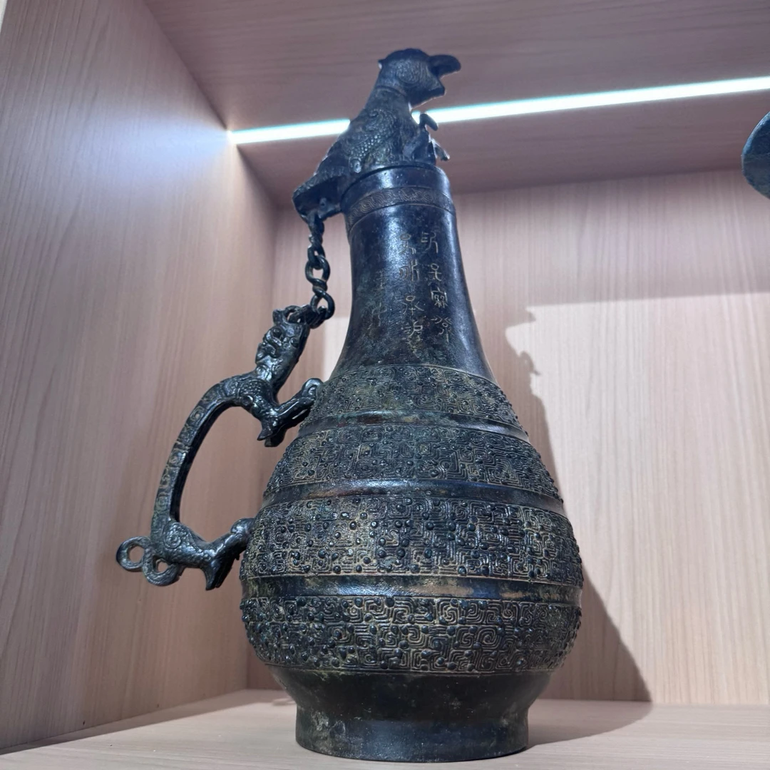 仿春秋春秋蟠龙纹匏壶高39厘米,仿古青铜器摆件