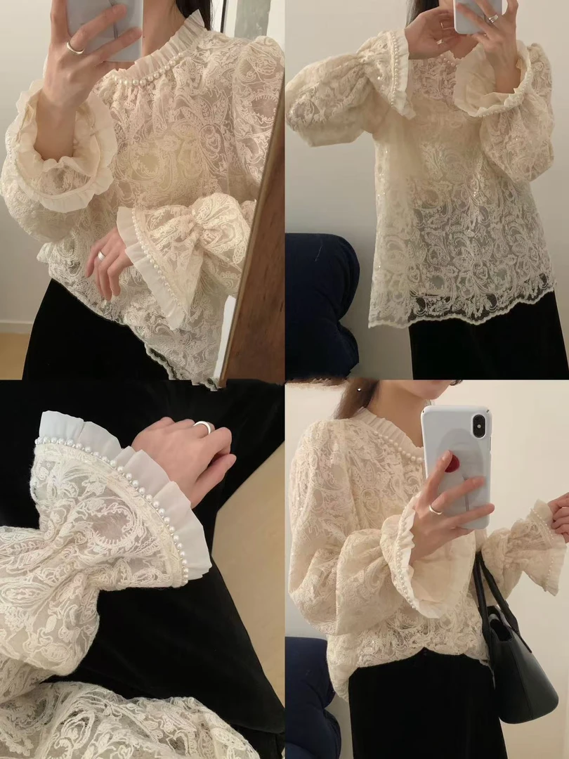SHUSHU 欧货年款蕾丝花边衬衣