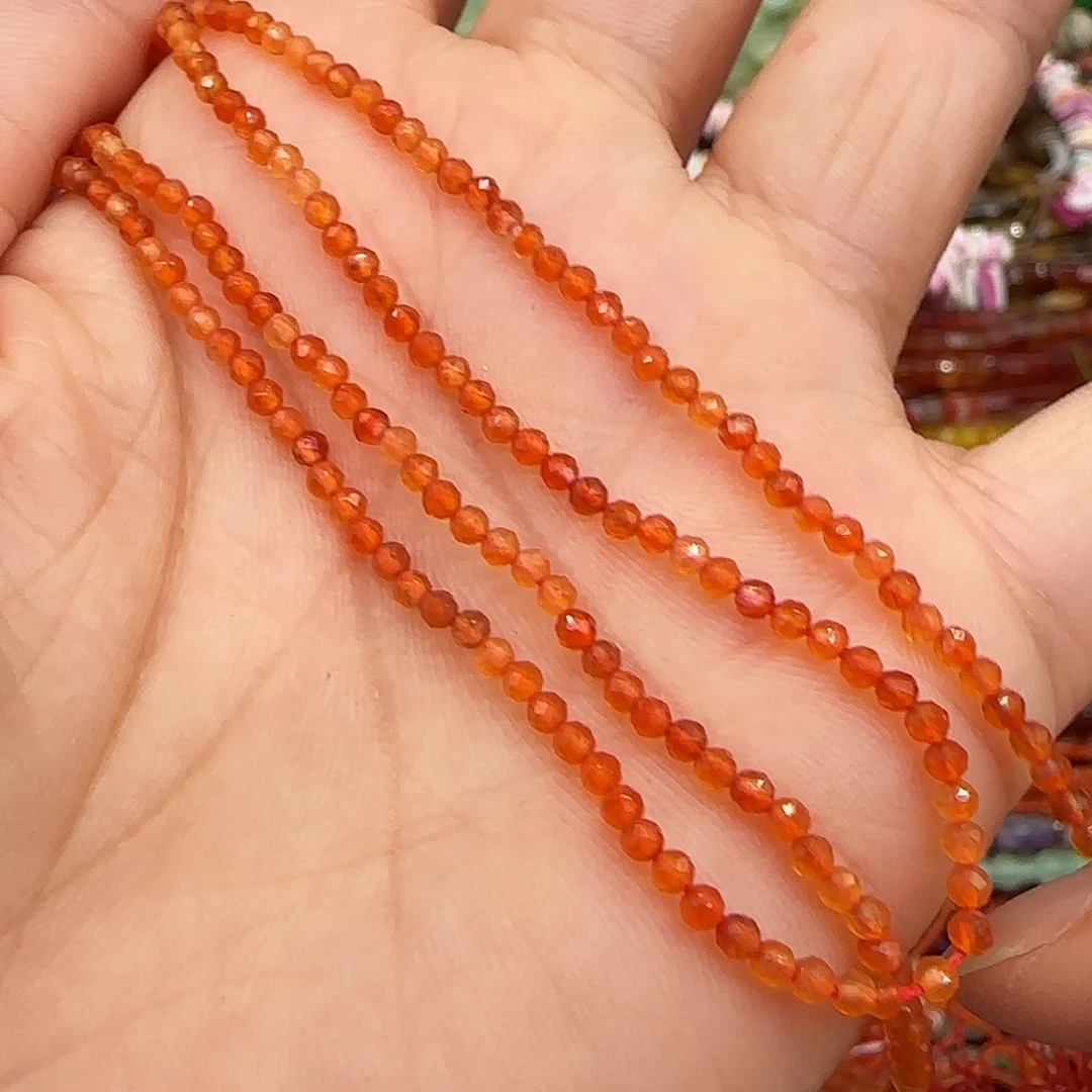 玛瑙/玉髓合金珠宝半成品红玛瑙2mm切面一条