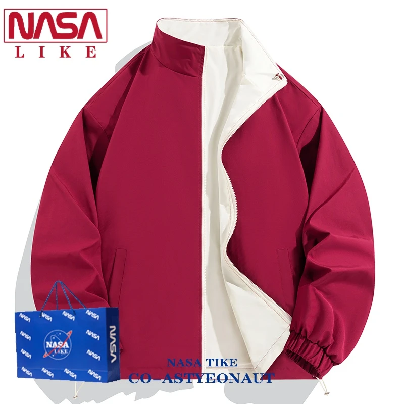 NASA联名复古春季潮牌美式百搭棒球美式外套美式复古夹克立领男士