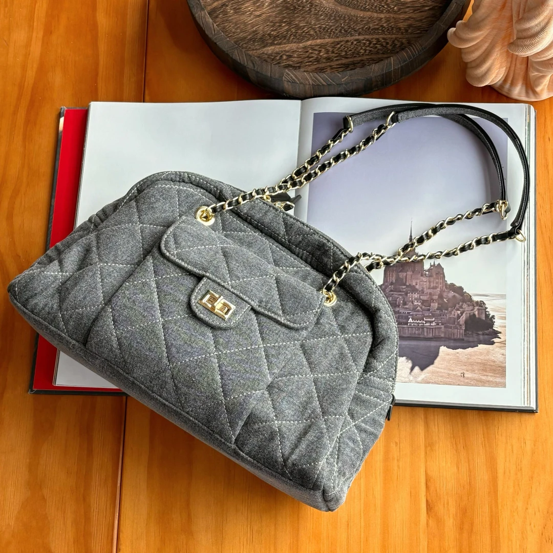 BLAVCPEON【灰色天空】长带拼接手提单肩包包 B8510141H