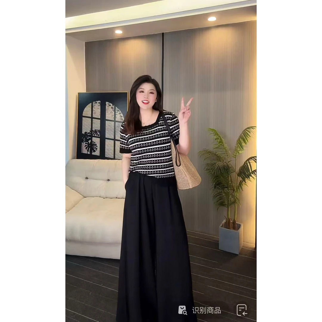 2025年新款秋季百搭显瘦胖MM高腰休闲阔腿裤