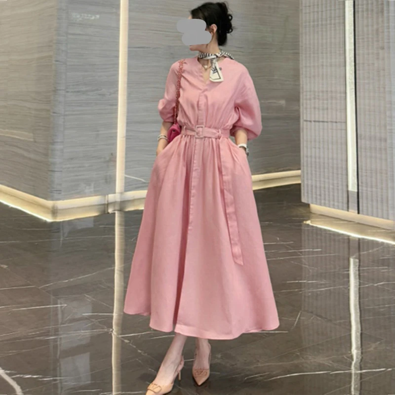 收腰显瘦气质女神范裙子可盐可甜法式长裙赫本温柔风连衣裙子夏季