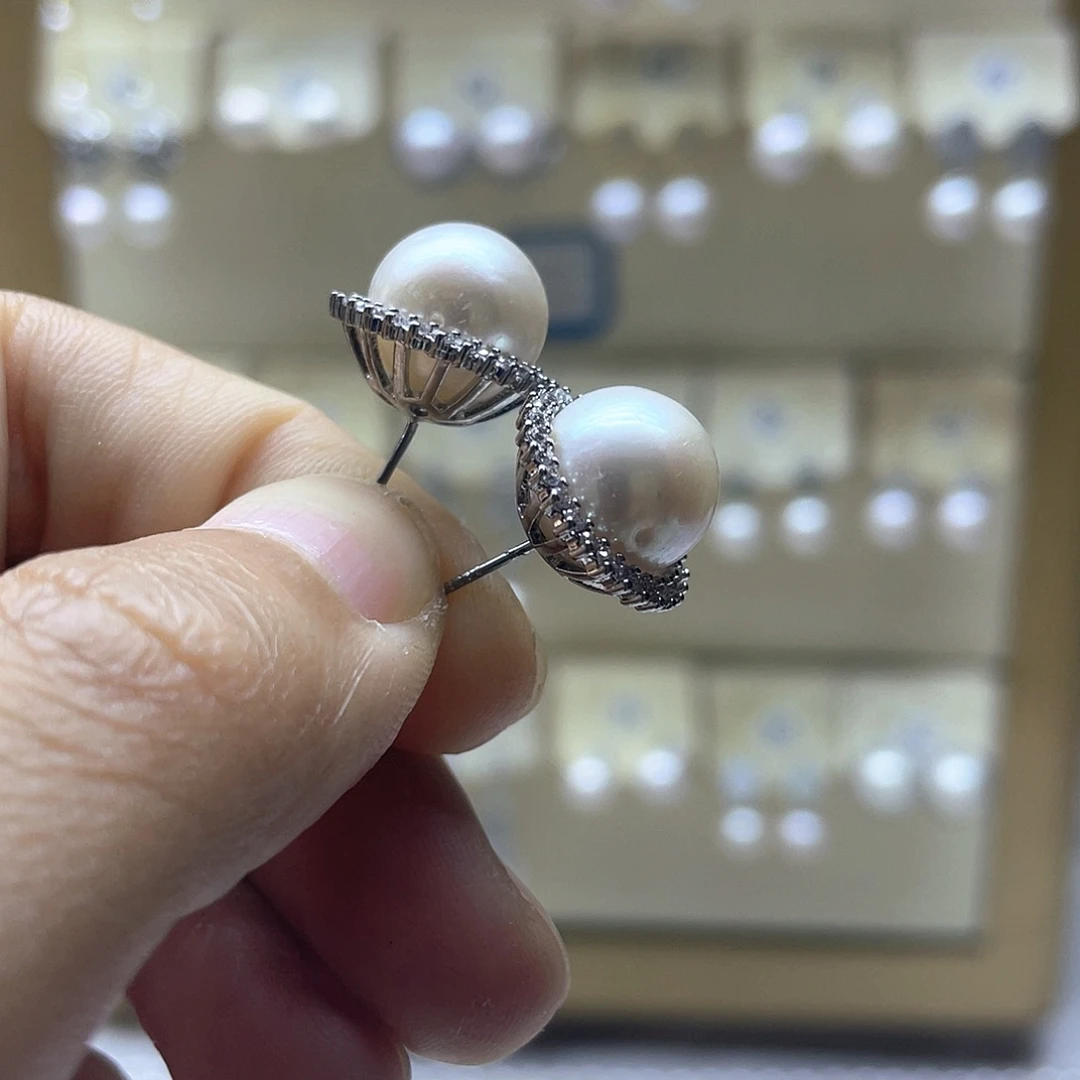 银S925镶嵌淡水珍珠耳饰