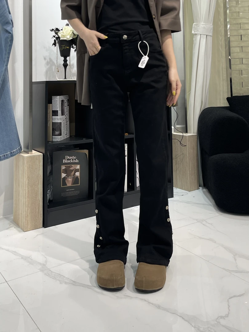 有货奢恭#7031春夏福利高弹修身女神马蹄牛仔（不配皮带）裤：105cm