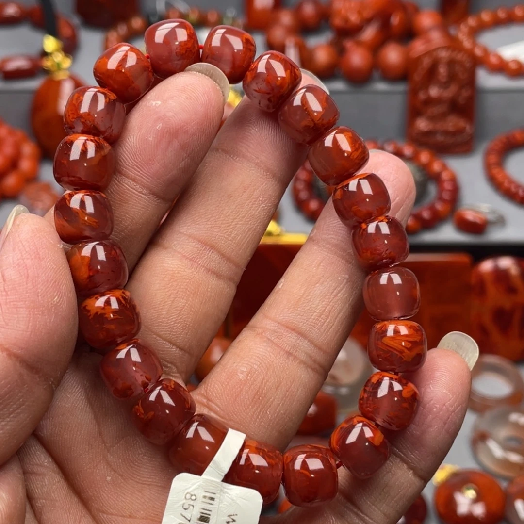 南红玛瑙未镶嵌珠宝奇石单圈10