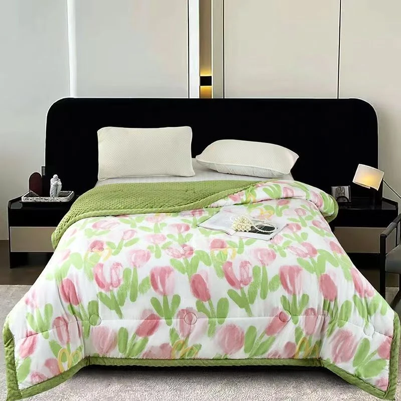 2025新款粉沫四季印花豆豆被150*200亲肤春秋被