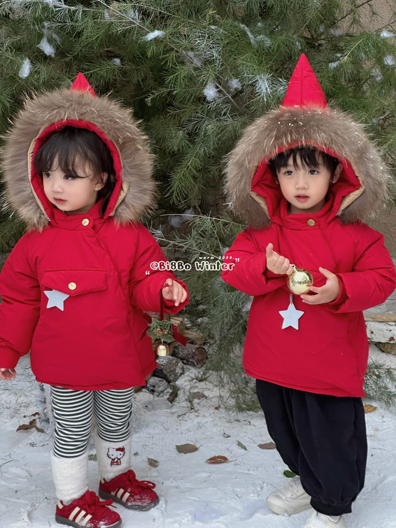 bi8bo冬季新款90白鸭绒加厚尖尖帽加绒保暖韩版羽绒服30879