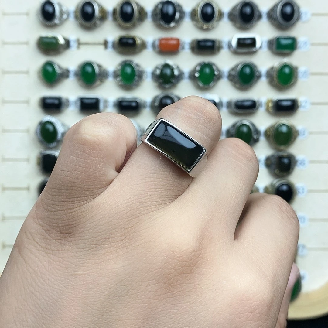 银S925镶嵌琥珀戒指༺****