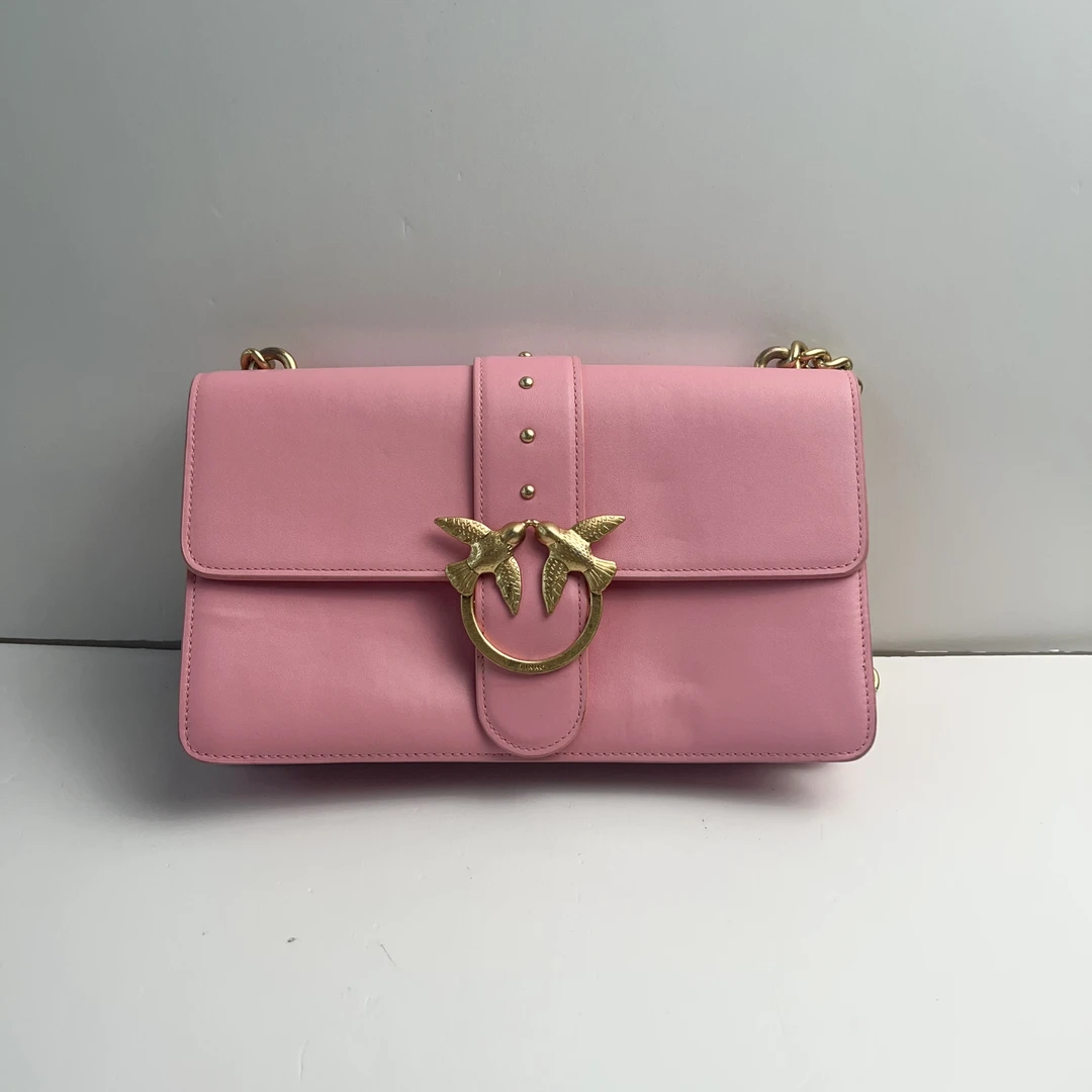 95新 PINKO pinko粉色燕子单肩包