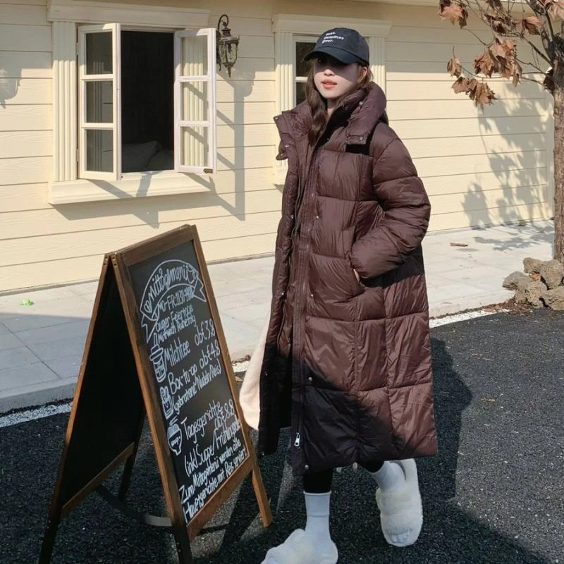 新款长款过膝棉服女2025冬季防寒面包服加厚保暖连帽宽松时尚外套