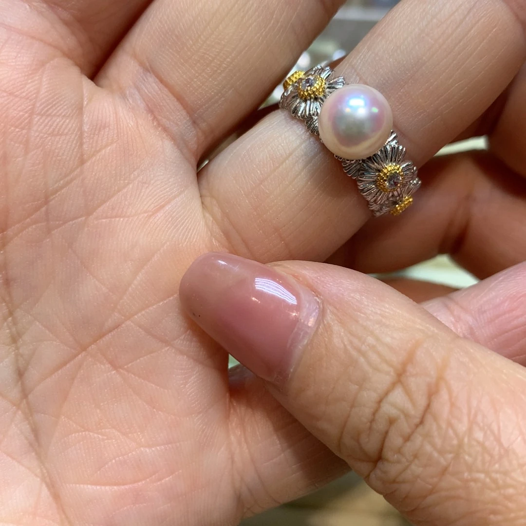 海水珍珠戒指银S925镶嵌