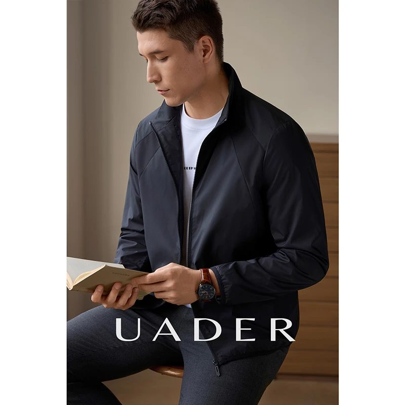 UADER秋冬立领商务休闲通勤夹克25新款黑色高端保暖通勤棉衣外套