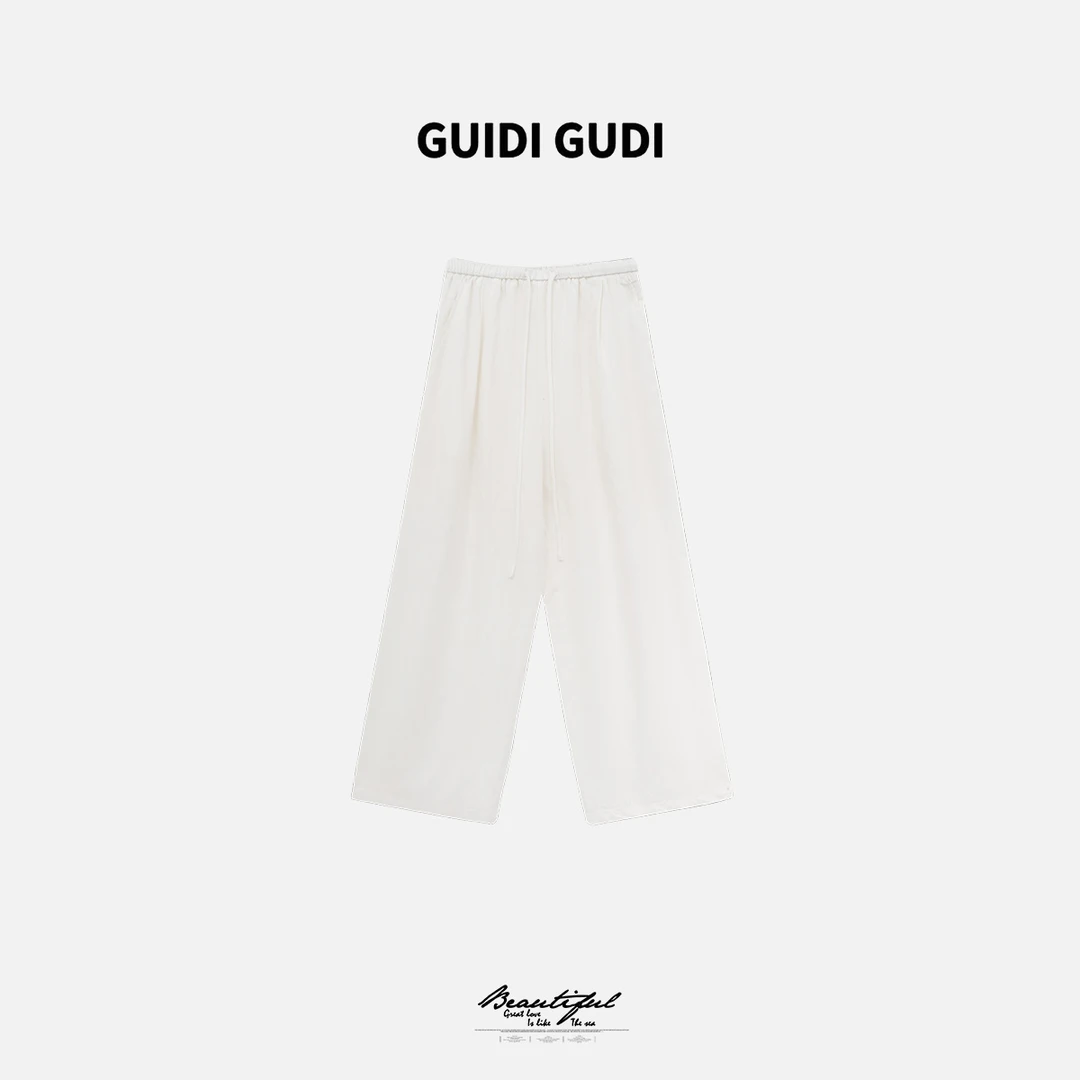 GUIDI GUDI【云层遮盖】黄加蓝抽绳直筒舒适阔腿休闲裤