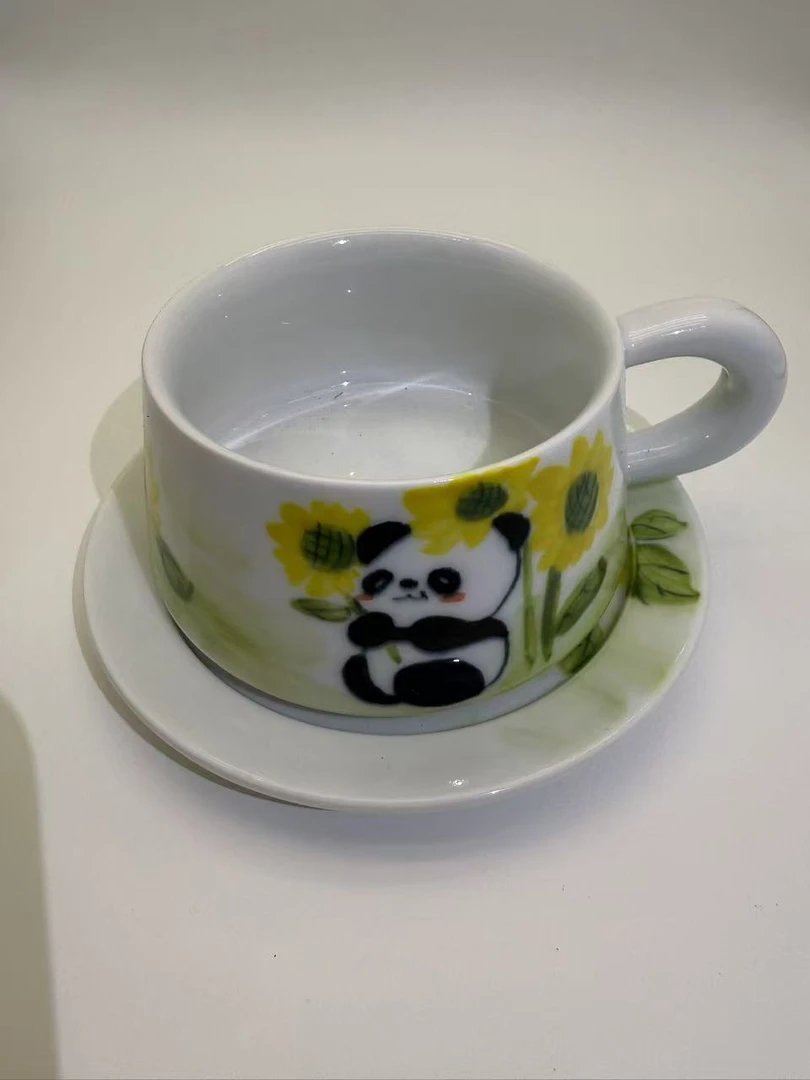 釉下彩熊猫咖啡杯套碟A089
