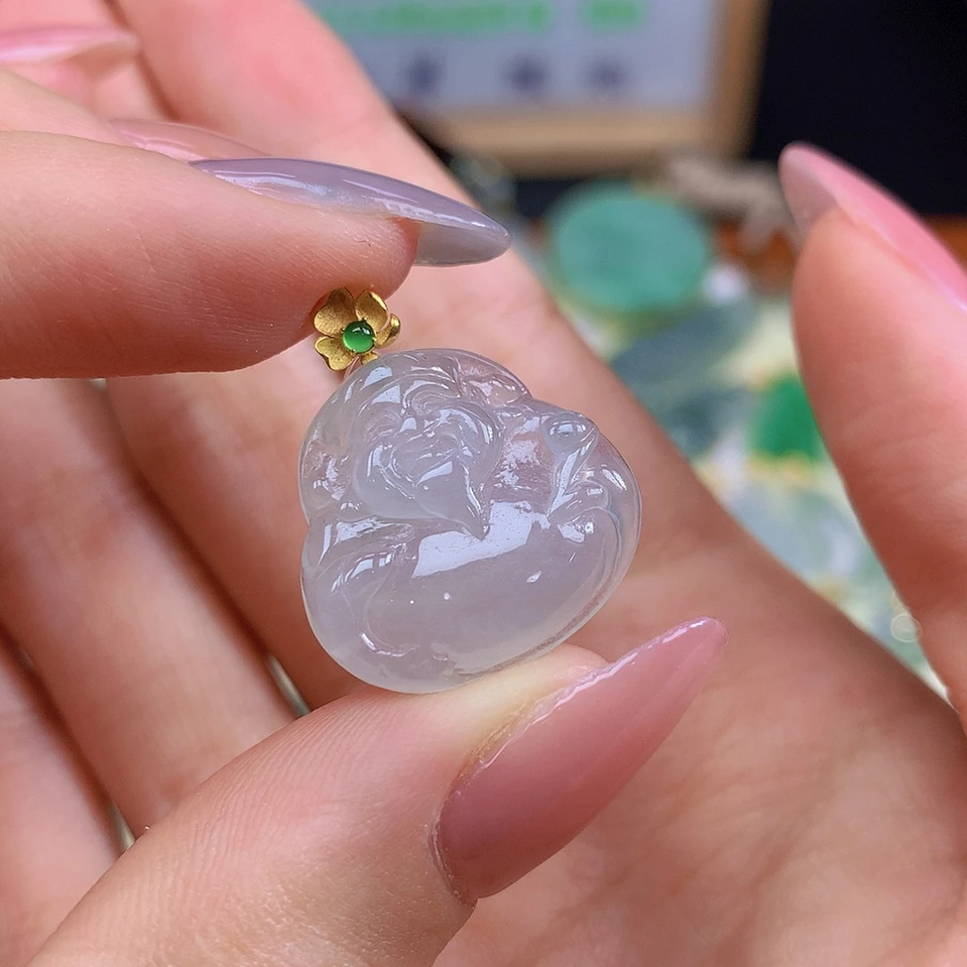 颈饰18K金镶嵌翡翠翡翠