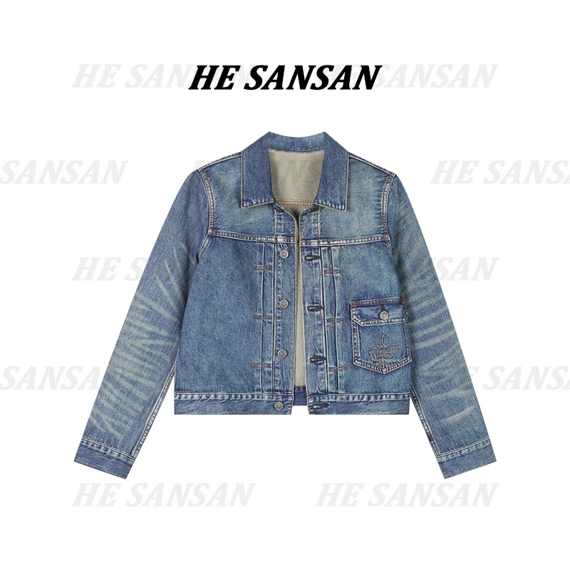 【SANSAN】轻奢气质拼接潮流重工百搭牛仔外套DY-90203