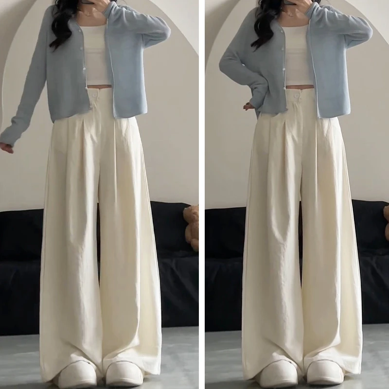 奶芙西装裤子女夏季薄款2025新高腰宽松垂坠感休闲慵懒显瘦阔腿裤