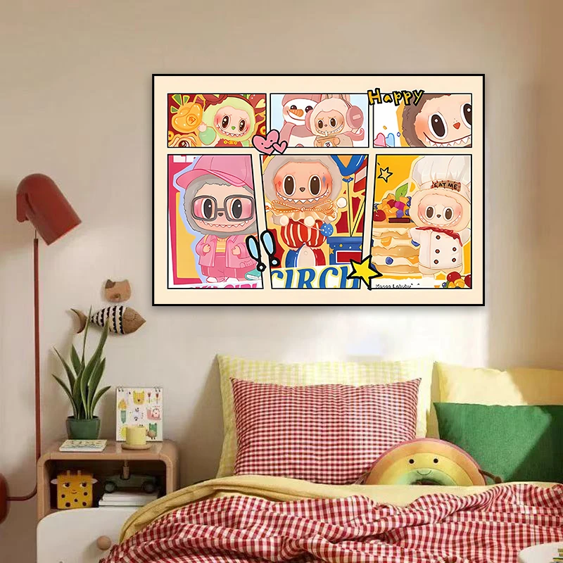 创意潮牌拉布布卡通动漫儿童房装饰画艺术客厅卧室宿舍挂画