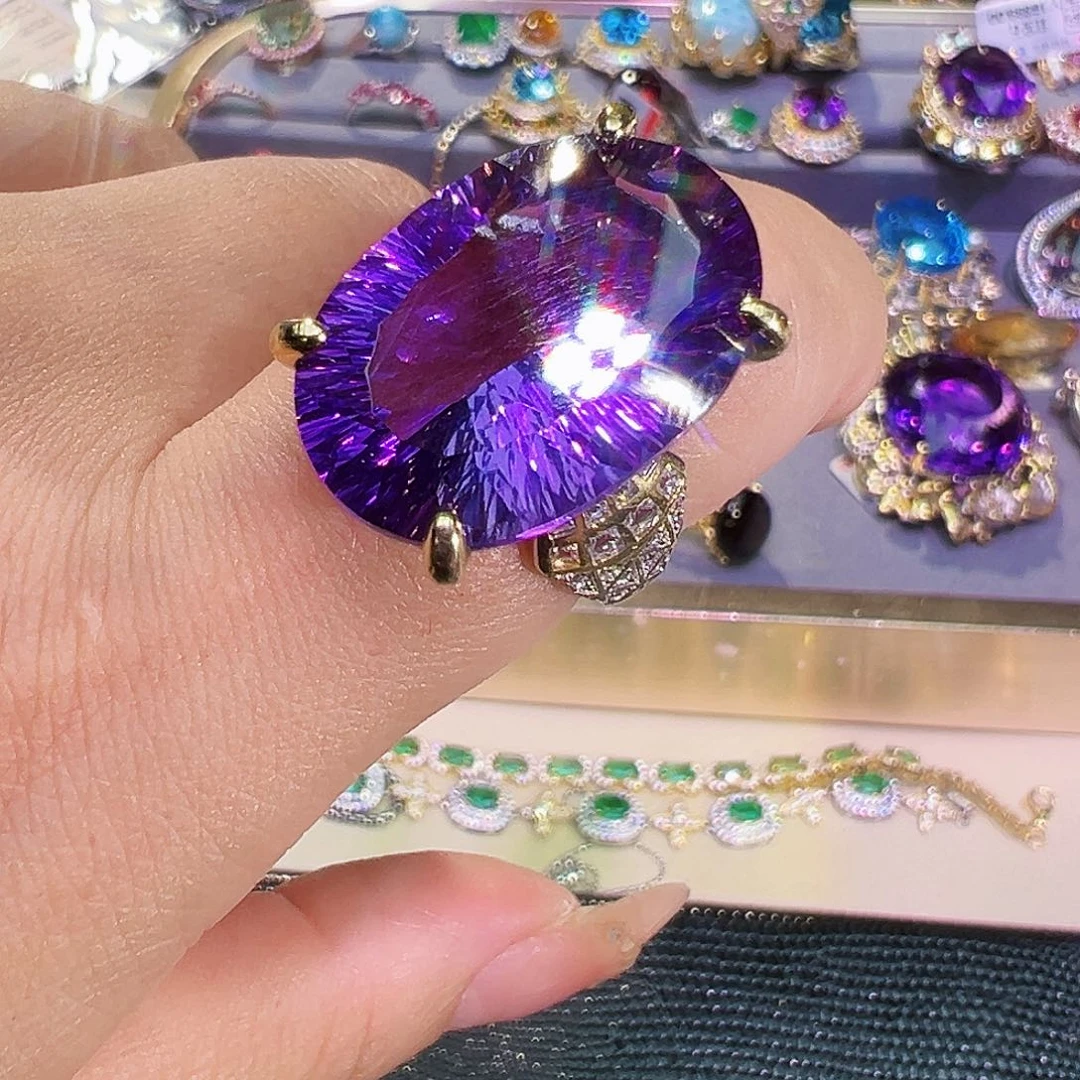 银S925镶嵌珠宝半成品紫晶