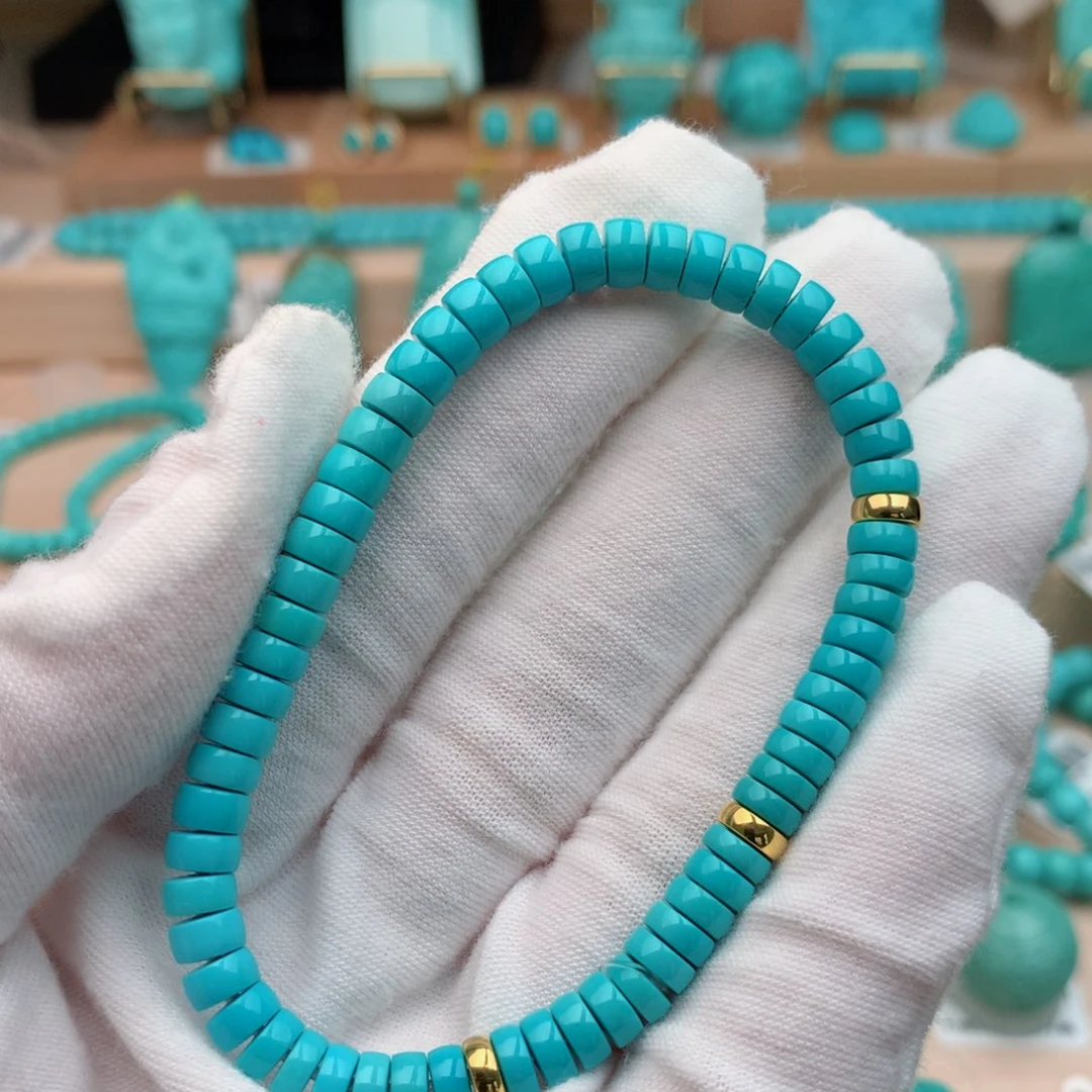 绿松石18K金镶嵌珠宝奇石5.5mm