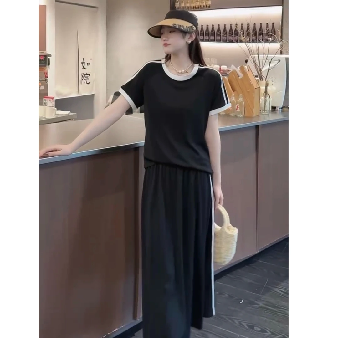 888-2025年夏季新款时尚休闲显瘦百搭上衣+半身裙两件套