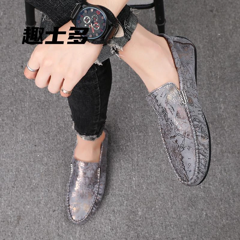 2025新款春季韩版潮流男鞋时尚休闲豆豆鞋男士驾车一脚蹬懒人潮鞋