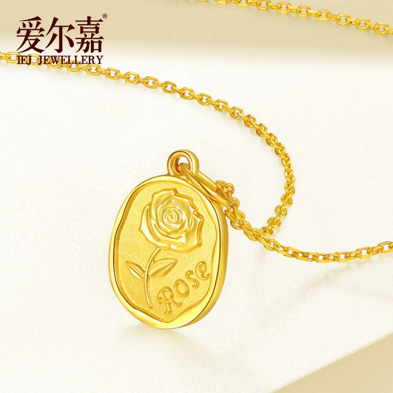 【十年金店】投资金足金999玫瑰花套链女款简约时尚可调节送礼物