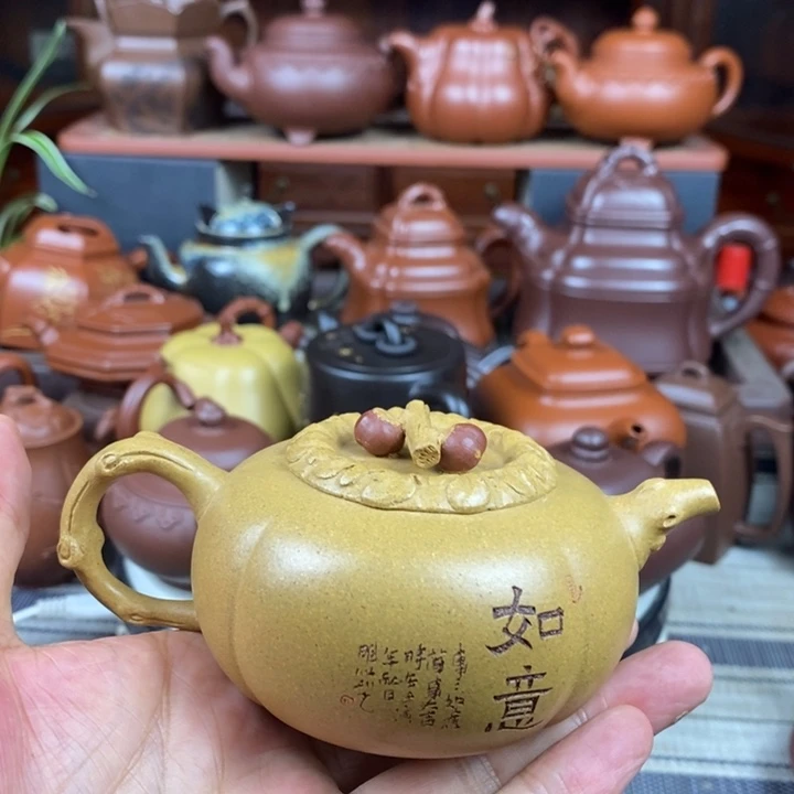 茶壶紫砂柿柿如意180cc原矿黄金老段特价