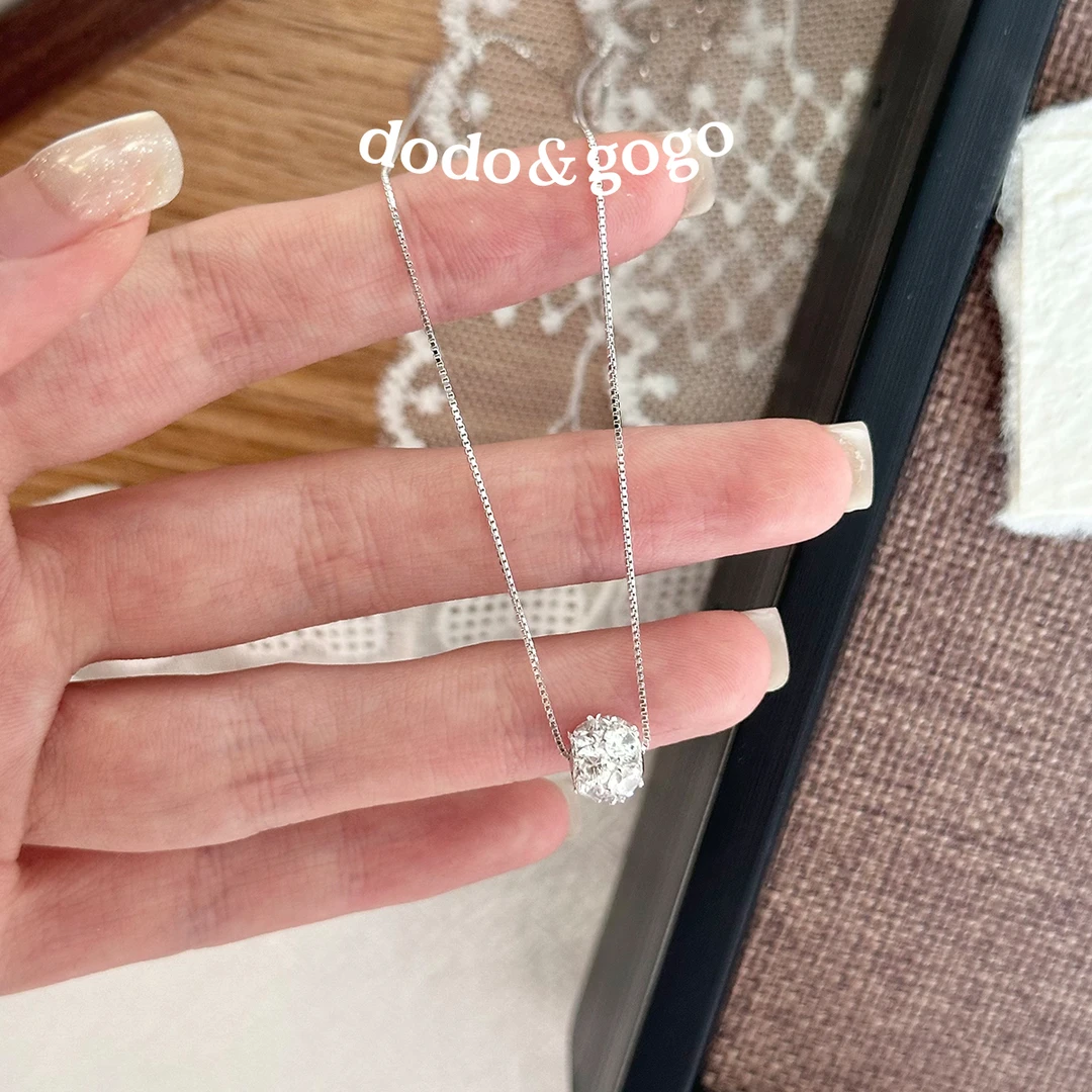 DODOGOGO 坠链均925银合成锆石 精灵球项链轻奢时尚百搭锁骨链女