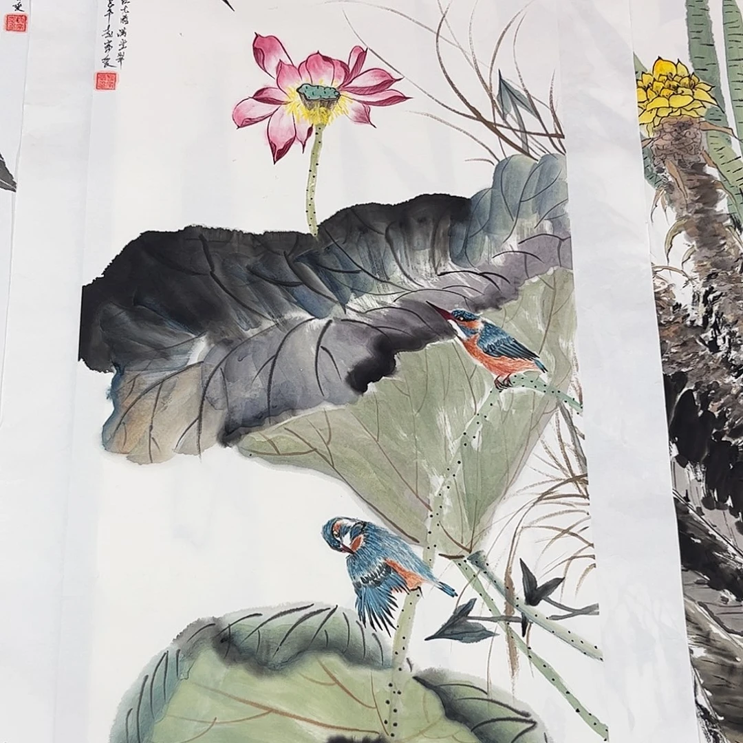 3***9国画赵家爱老师三尺花鸟奇