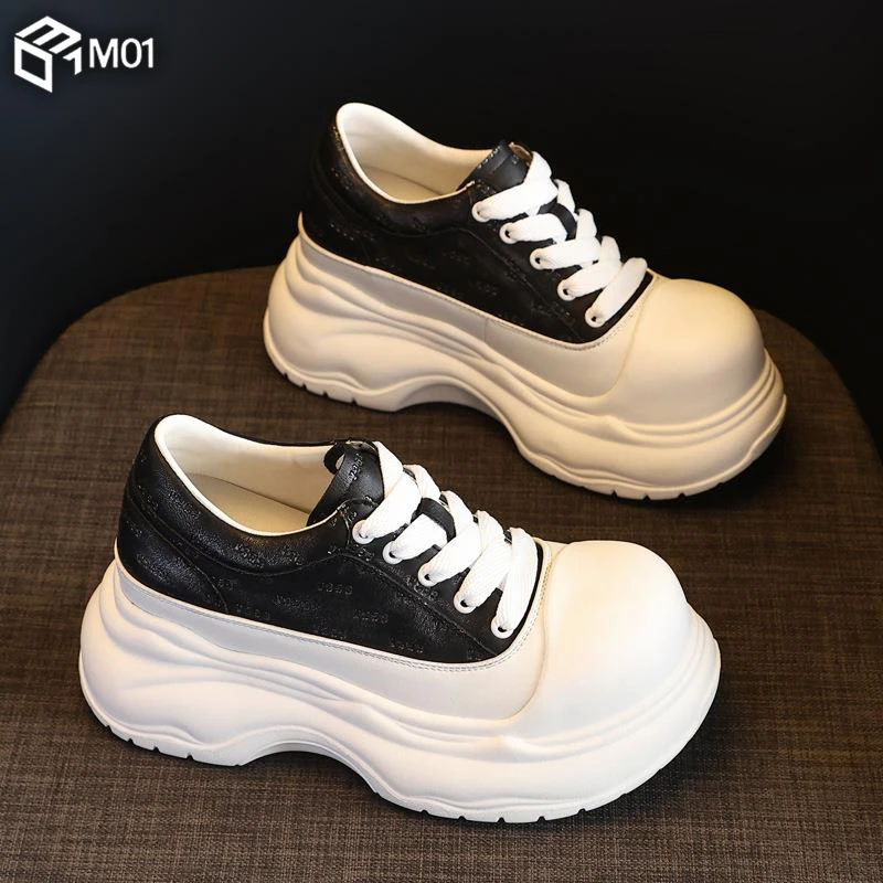 M01厚底内增高时尚大头小白鞋女2025春季新款松糕运动休闲鞋女