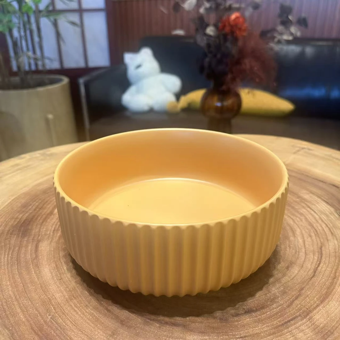 XCZ竖纹陶瓷汤碗 20cm 高8cm