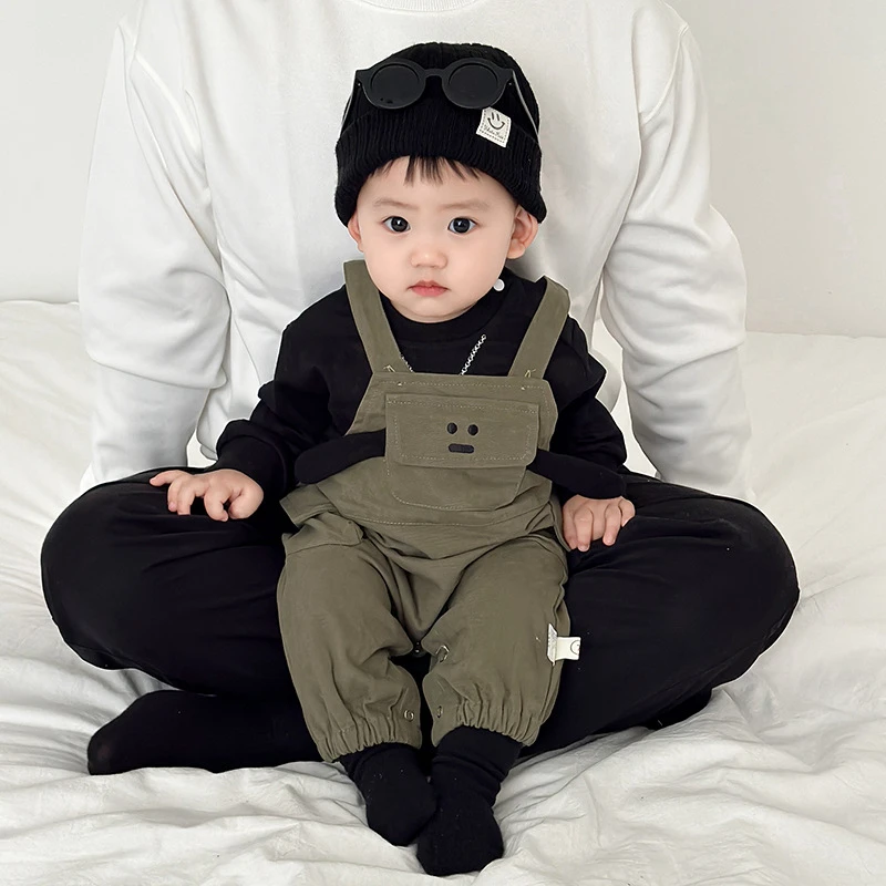 新起点婴儿秋装衣服秋季男宝宝连体衣外出服背带裤套装秋天两件套