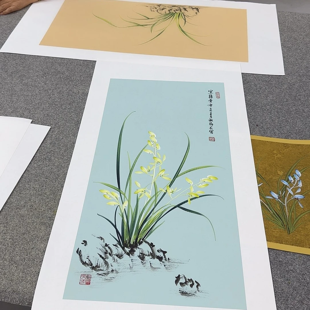 国画一笔两色立体兰花