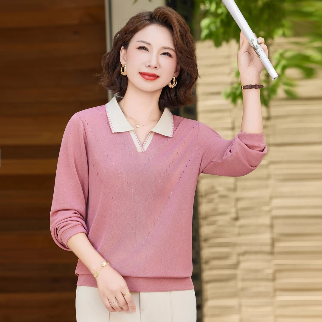 中老年50-60岁妈妈衬衫女装气质时尚百搭春秋新款洋气高档小衫女