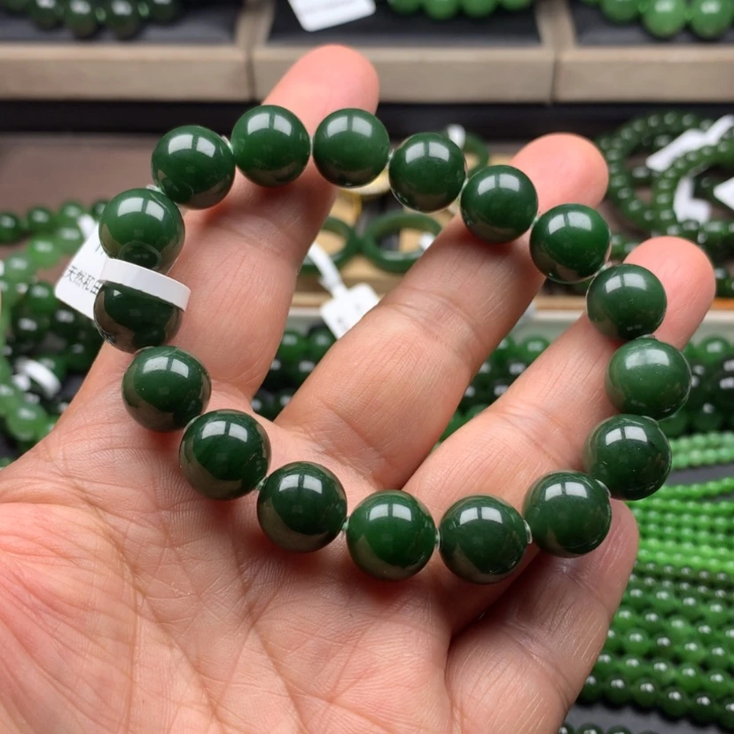 【闪购商品】未镶嵌手串和田玉（碧玉）辣菠12m m