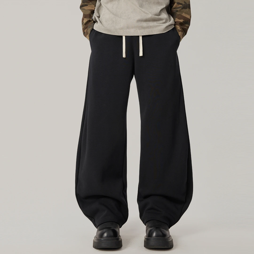 2025秋季新款美式弯刀廓形卫裤男垂感阔腿香蕉裤宽松重磅休闲裤潮