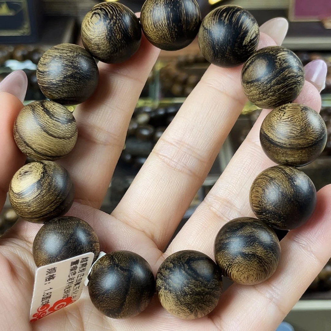 享***活沉香手串越南芽庄老白棋玉化老料瘤疤虎皮1.8