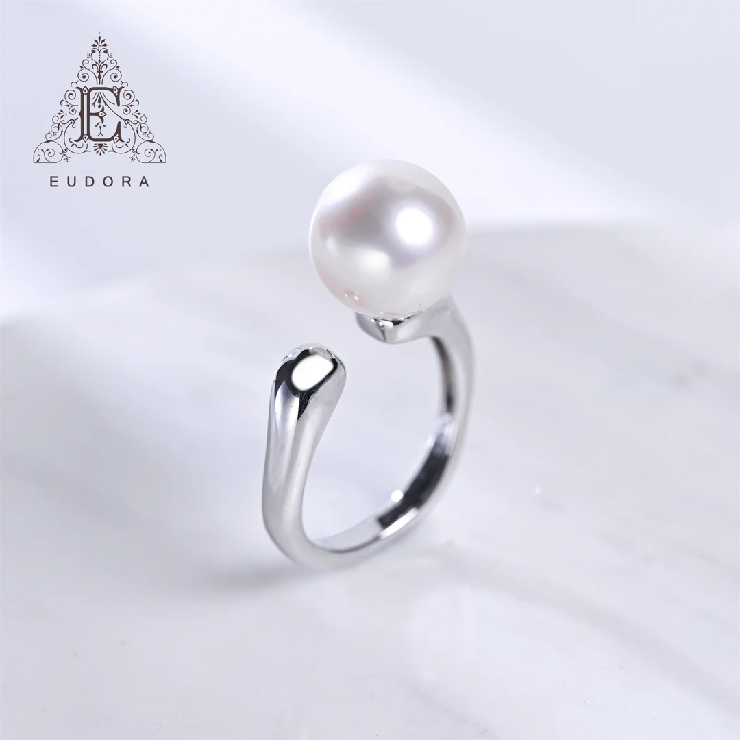 【尤朵拉珠宝甄选】上开口可调节S925银天然淡水珍珠戒指简约